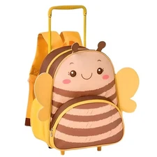 Rolling Backpack for Kids, Red Ladybug Design School Bag with Wheels