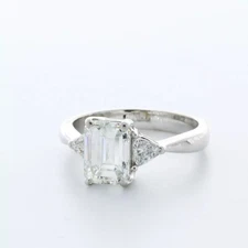 3-Stone Engagement Ring 14K Gold Classic 1.95 CT Emerald Lab-Grown Diamond F SI1