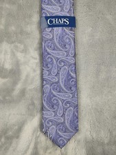 Chaps Tie Mens Purple Paisley Necktie 100% Polyester Dress Formal Business