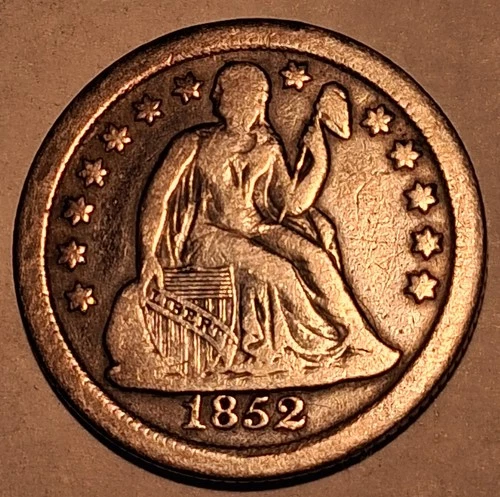 1852-O Seated Liberty Dime – New Orleans Mint – Fine F Silver 10C #878