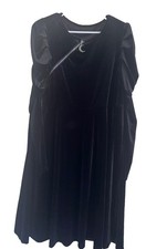 Womens Long Puff Sleeve Velvet Midi Dress Plus 3X Black Witchy Whimsygoth Emo 