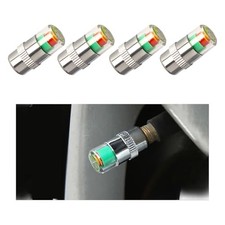 Tire Pressure Monitor Valve Stem Caps, 2.4Bar 36PSI Car Tire 4 PCS Silver