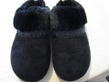 Isotoner Black Faux Fur Hoodback Clog Women's Slippers