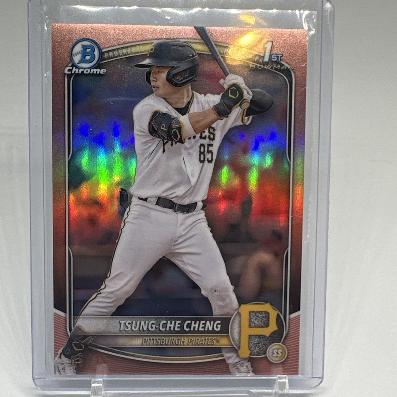 2025 Bowman #BCP-95 Tsung-Che Cheng Rose Gold Chrome Refractor 06/15 Pirates