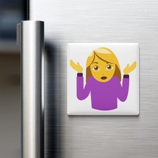 Woman Shrugging Emoji Fridge Magnet 2x2 Made in USA