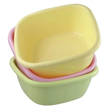 3 Pack Obston 12 Quart Plastic Wash Basin, Square Dish Pan Tub, Utility, Camping