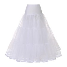 Women's Floor Length Wedding Petticoat Long Underskirt for Formal Dresses White