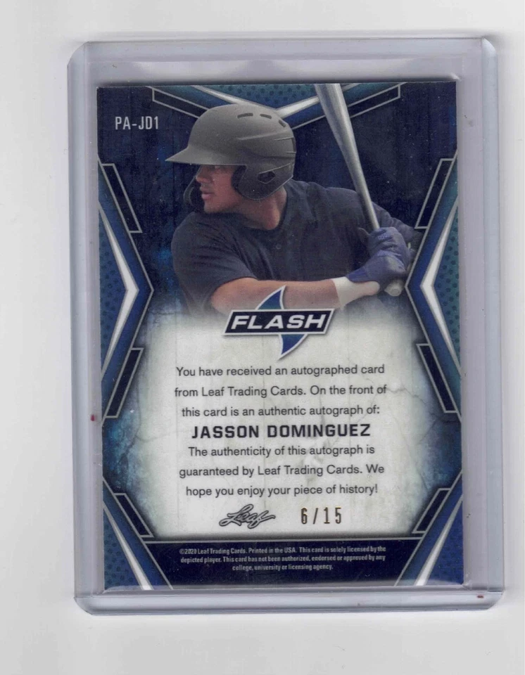 2020 Leaf Flash /15 Jasson Dominguez Auto Pink  - Portrait Pink PA-JD1 RC - Image 2 of 2
