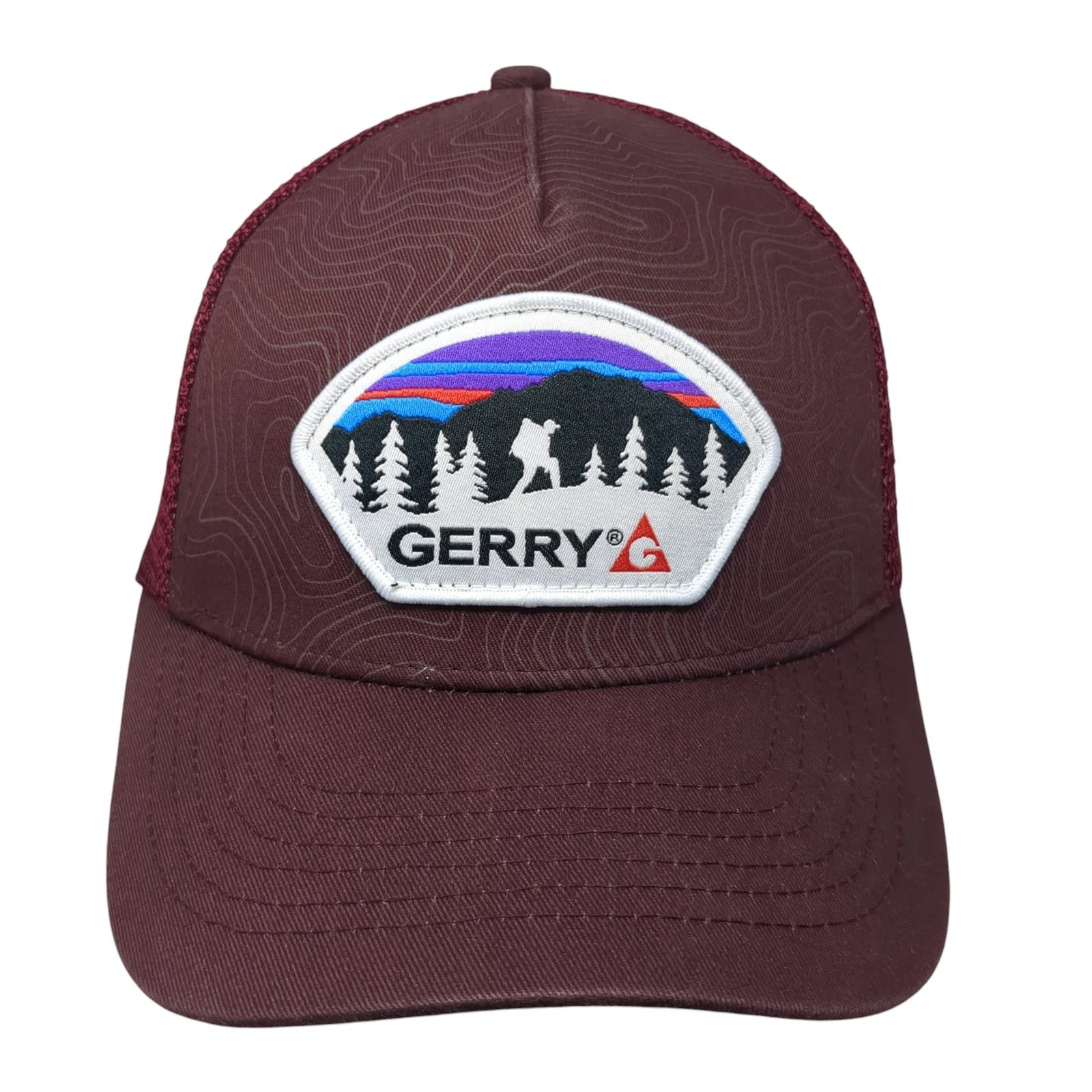 Gerry Patch Fitted Trucker Hat Red Medium Mesh Back Solid Outdoor