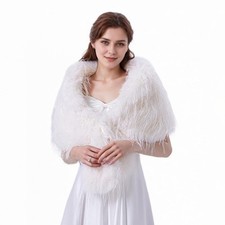 Faux Fur Wraps and Shawls for Women Bridal Wedding Faux Fur Stole Winter Long...
