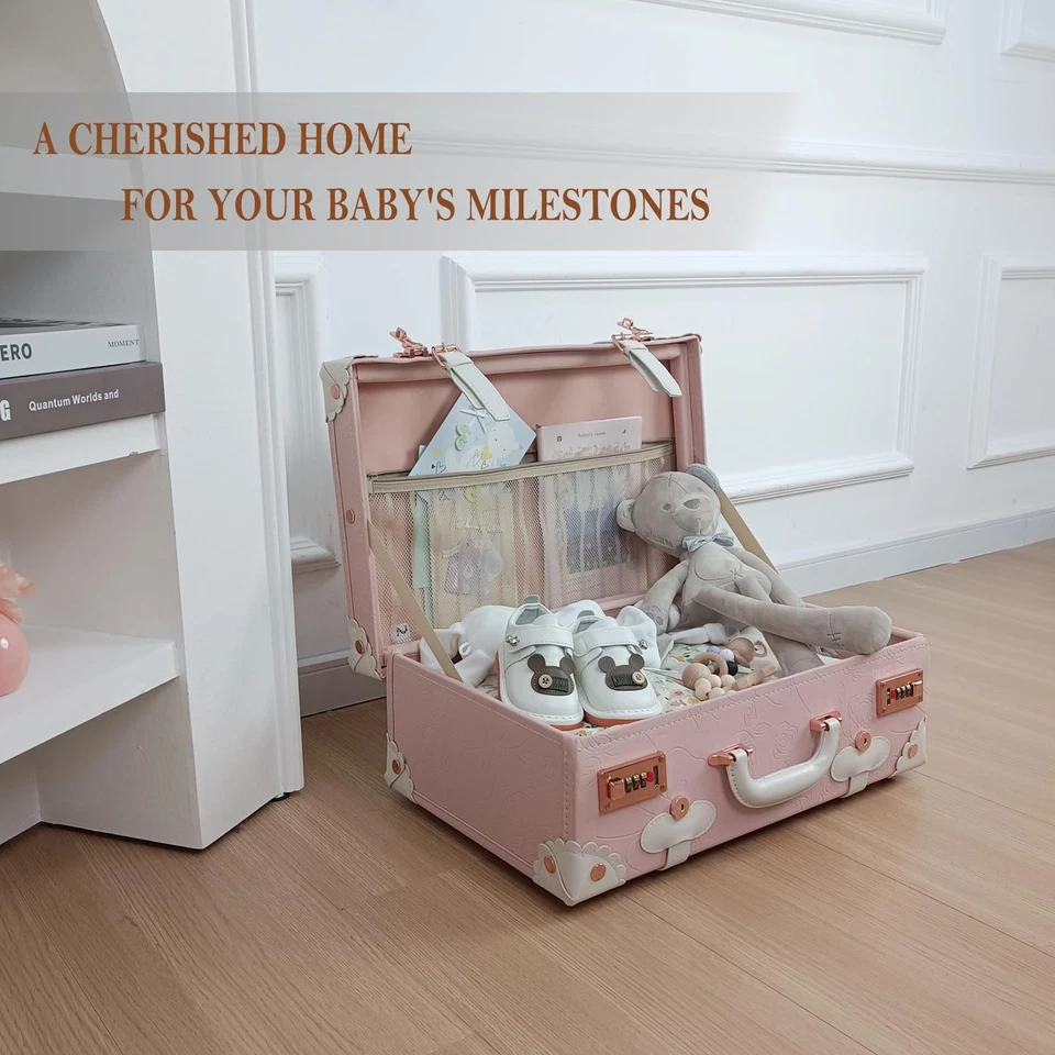 Estuche de recuerdo para bebé, caja de almacenamiento de memoria hecha a mano de 18", caja de recuerdo para recién nacidos, vi... Foto 4 de 4