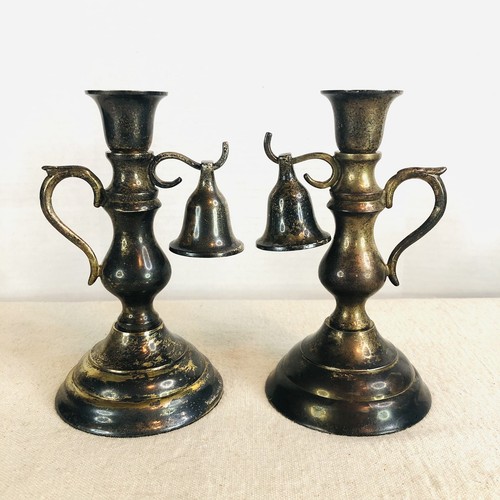 Pair Of Rare VTG CANDLE STICK Holders With Snuffers India - Picture 17 of 17
