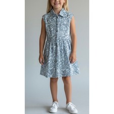 Arizona Jean Co Girls Blue Paisley Heart Cotton Shirt Dress Sz S 6/7 Sleeveless