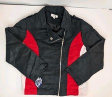 Disney D-Signed Girl s L Black Red Suede Colorblock Descendants Evie Moto Jacket