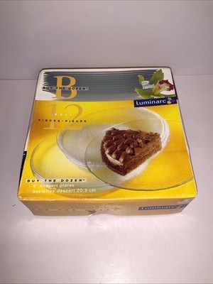 Luminarc Bali Clear Glass 8  Dessert Plates Set of 12 Buy The Dozen Boxed USA