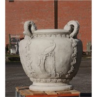 Amphore Pfauen Skulptur Steinguss FüR Garten Neu Frostfest Blumenschale JA-102