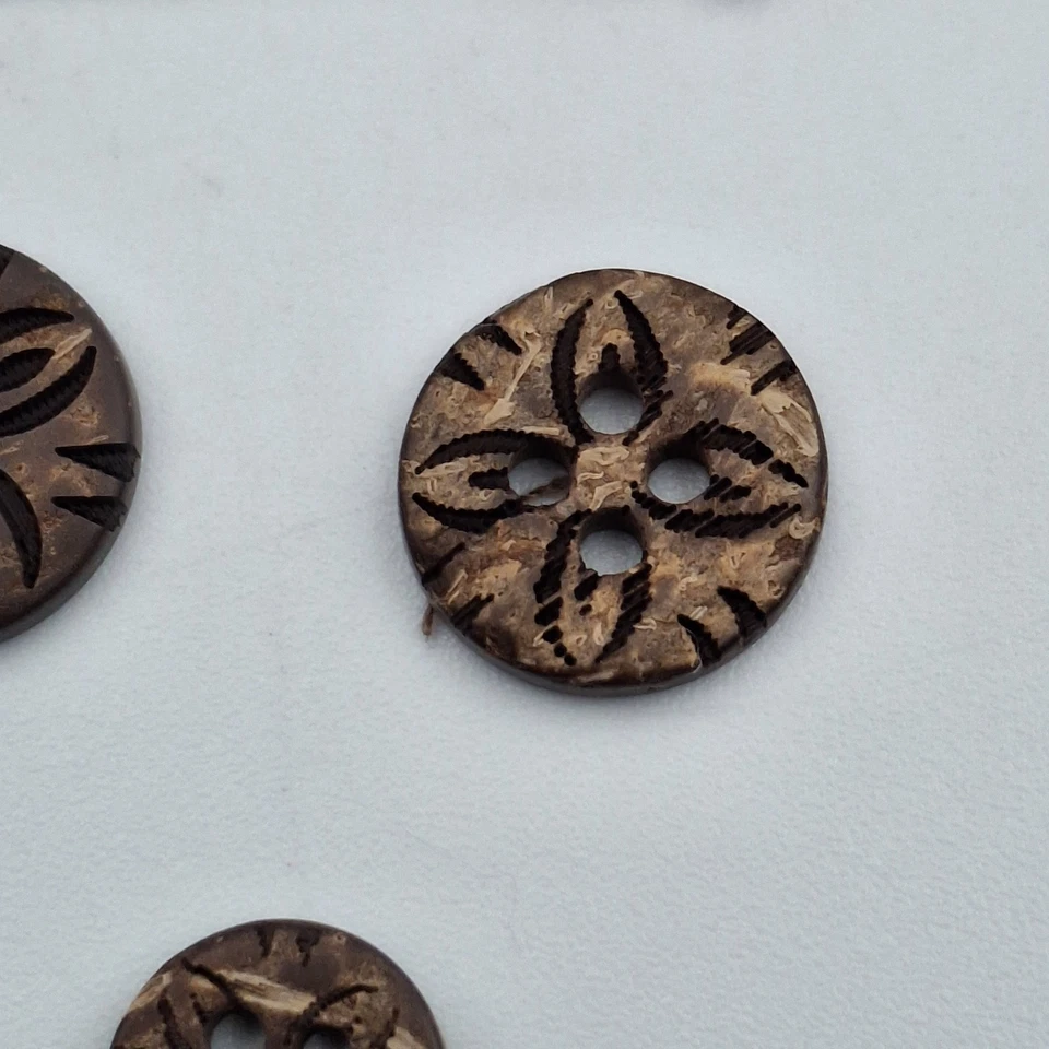 Caribbean Hawaiian Shirt Full Set of 10 Coconut Shell Replacement Buttons - Image 3 of 3