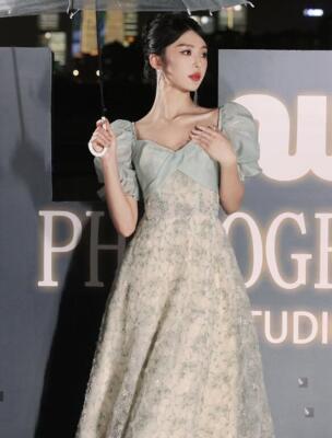 Gorgeous square-cut collar hubble-bubble sleeve A-line Princess Dress Prom  Gown | eBay