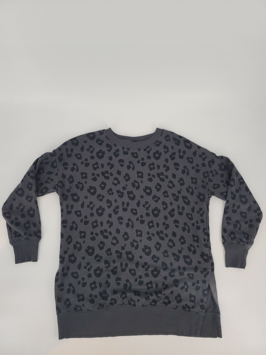 Old Navy Oversized Sweater Size Small Gray Black Leopard Print