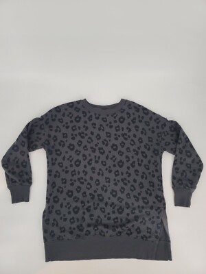 Old Navy Oversized Sweater Size Small Gray Black Leopard Print