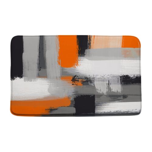 Orange Grey Shower Curtain Burnt Orange Black Grunge Modern Abstract Oil Pain...
