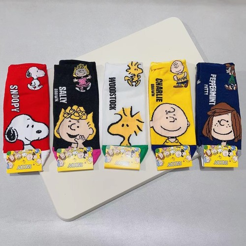 5 Paar Snoopy Erdnüsse Maskottchenmuster Sneaker Socken für Damen - Bild 1 von 6