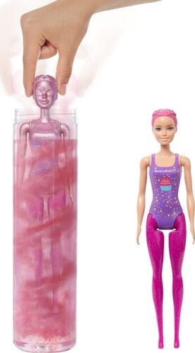 Barbie Color Reveal Glitter Hair Swap Doll Glittery Pink con 25 sorpresas NUEVO - Imagen 2 de 6