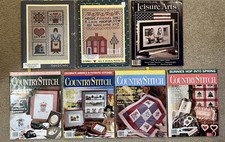 Lot Of 7 Cross Stitch Books Magazines Country Folk Art Knit Crochet Quilt Baby