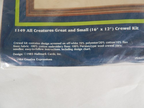 Creative Expressions Crewel Kit All Creatures Great & Small Wildlife 1983 NEW - Picture 2 of 4