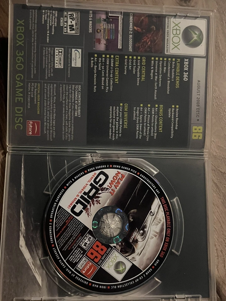 Xbox 360 Magazine Demo Disc #86: Grid (Xbox 360, August 2008) CIB - Image 2 of 4