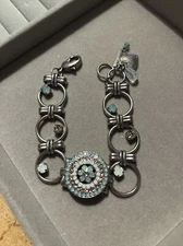 Mariana Silver Plated BLUE MOONLIGHT Floral Crystal Bracelet