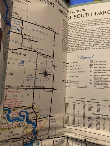 Vintage South Dakota Map 1963 Highway Great Graphics Brochure Foldout - Picture 5 of 7