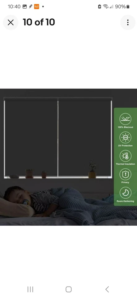 43 X 72 Kokorona Cordless Blackout Roller Shades for Room Darkening Pull... - Image 4 of 4