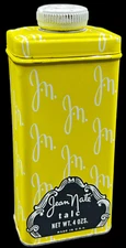 Vintage 1970's Jean Nate Fragrance Powder Talc No. 60 in Yellow Tin Partial Fill