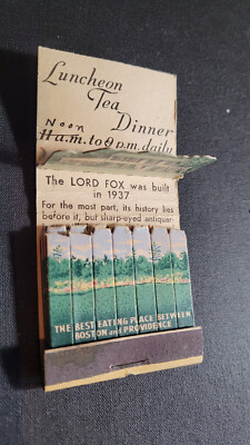 1930's The Lord Fox  Foxboro, Mass Unstruck Feature Matchbook Match Cover
