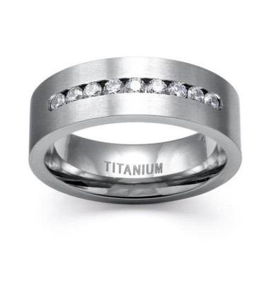 US SELLER SIZE 8 Fashion GEM CHIP Stainless Steel Titanium Wedding Band Ring