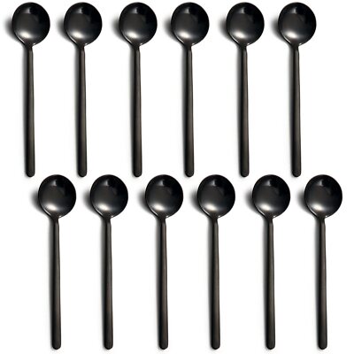 12 Pack Black Espresso Spoons 18/10 Stainless Steel Mini Coffee Teaspoons 5 Inch