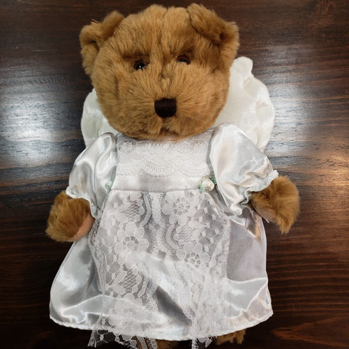 Oso de peluche ángel felpa frijol 10 pulgadas bautizo primera comunión nuevo regalo para bebé - Imagen 3 de 5
