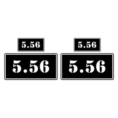 5.56 B&W Ammo Box Set, Vinyl Decal Sticker, 2@ 1''x2'' & 2@ 2''x4'', #8408