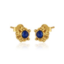 Handmade Designer Lapis Gemstone 925 Silver Stud Earrings For Daughter Birthday