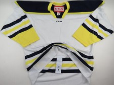 CCM Sample Authentic Fight Strap Blue Yellow #26 Pro Stock Hockey Jersey 58 MiC