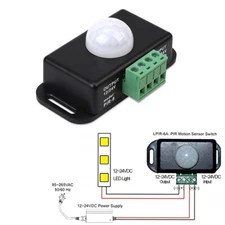 DC 12V-24V 8M Automatic Infrared PIR Motion Sensor Detector Switch For LED light