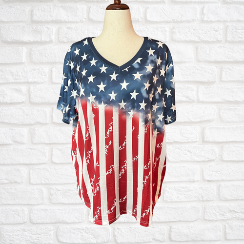 Women's American Flag T-Shirt Plus Size 3XL, Patriotic Election Weare USA Pride