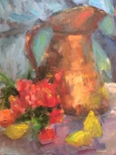 Original Impressionism Oil Painting 20"x16" Floral Roses Still Life Signed