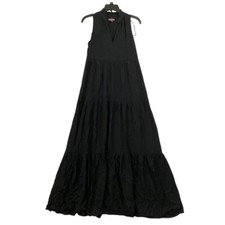 NEW Vince Camuto Women's XXS Womens Split-Neck Black Sleeveless Tunic Maxi Dress