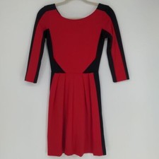 Amanda Uprichard Women's Racer Dress Size P Petite Red Black Mini 3/4 Sleeve