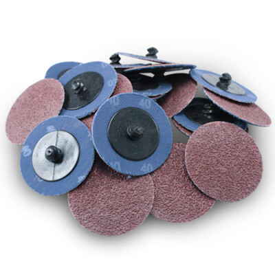100 Pack - 2'' 40 Grit A/O Quick Change Sanding Disc Black Hawk, Type R Roloc