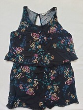 Eyeshadow Girls Floral Romper w/Keyhole Opening & Button Closure XL 14