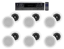 6000w 6 Zone, Home Theater Bluetooth Receiver 12 5.25" White Ceiling Speakers