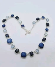 Napier Necklace Shades of Faux Blue Stones Silver Tone New With Tags 19 in